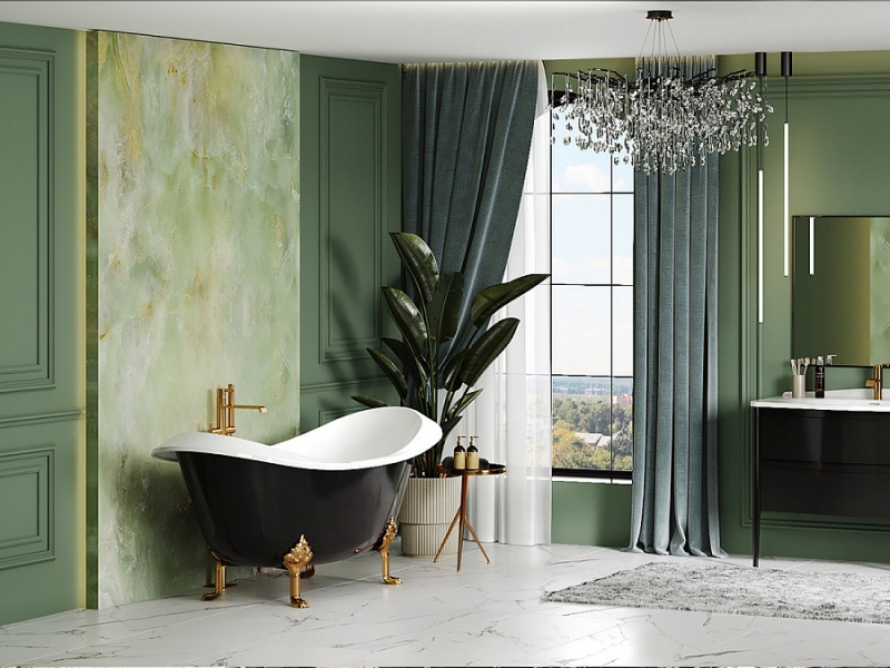 ВАННА РОМЕО 178*75 , ЧЕРНЫЙ, КОМПЛЕКТ НОГ ПОКРЫТИЕ ЗОЛОТО