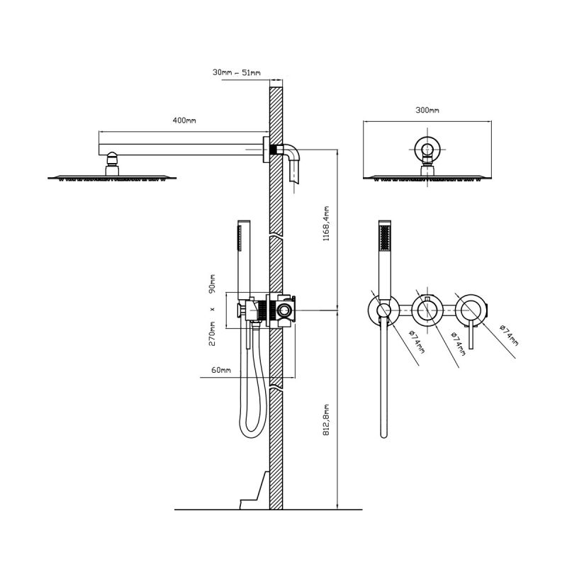 Душевой комплект Groove  встраиваемый, двухрежимный, черный