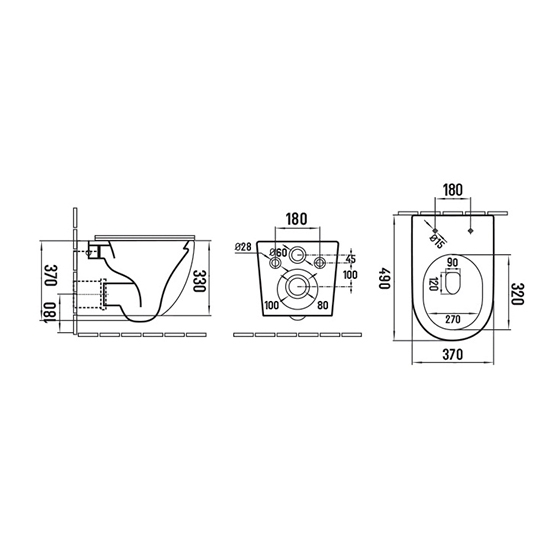 UP Uno Preto Унитаз подвесной безободковый с крышкой Slim Soft-close, 490х370х370 мм, матовый оружейная сталь
