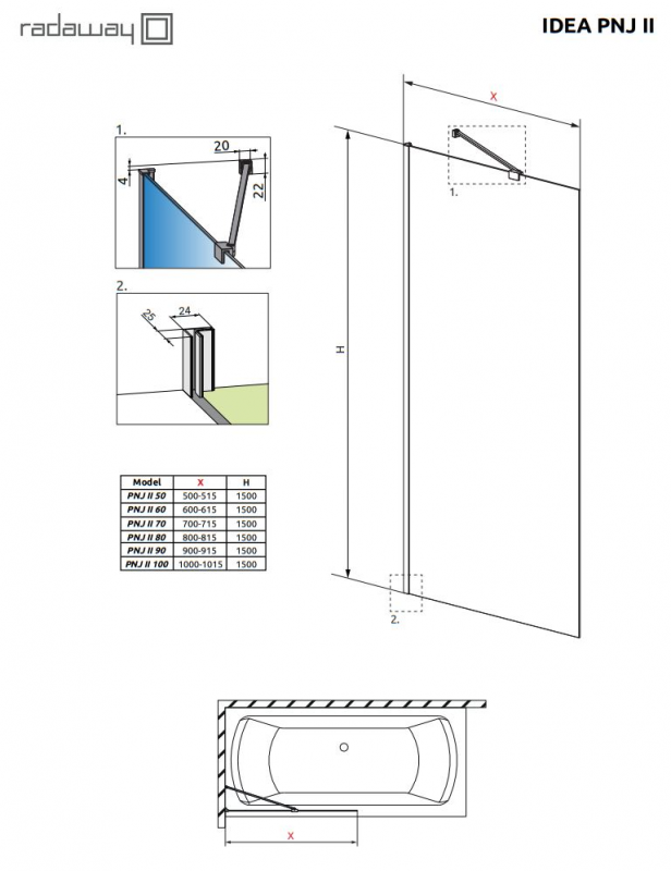 Radaway IDEA BRUSHED COPPER PNJ II шторка на ванну