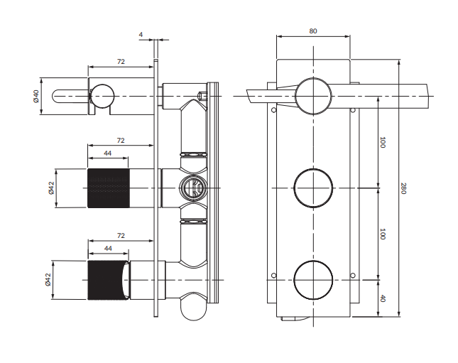 Смеситель Omnires Contour для ванны и душа скрытого монтажа со встроенным ручным душем, брашированное залото