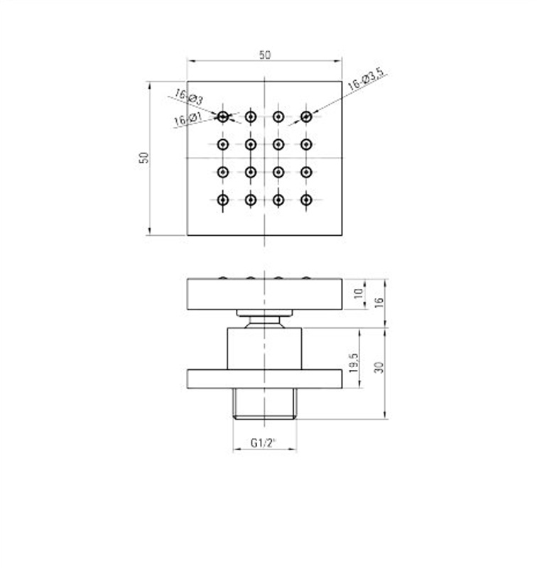 Сопло квадратное для душа DEANTE CASCADA, хром