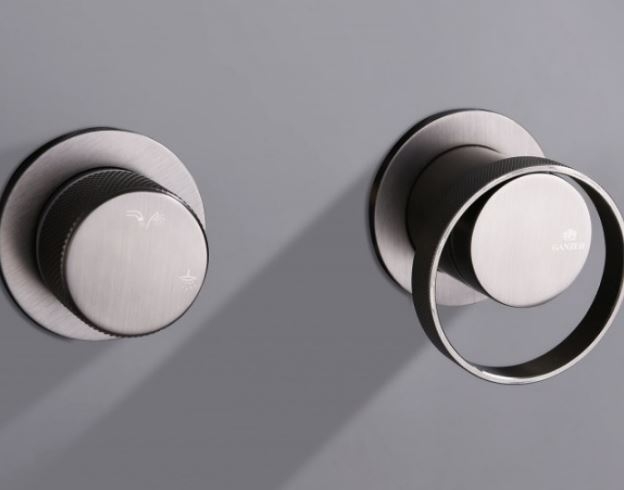 Душевая система GANZER скрытого монтажа с изливом, графит