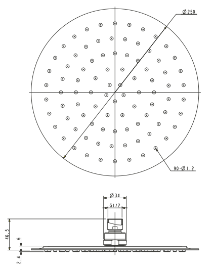 Верхний душ Omnires Ultra SlimLine,25*25см круглый
