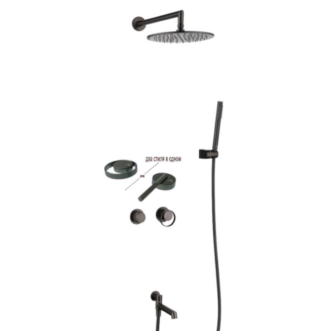 Душевая система GANZER скрытого монтажа с изливом, графит