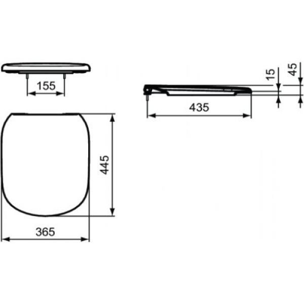 Сиденье для унитаза Ideal Standard Tesi, микролифт, толстое, 44.5x36.5 см