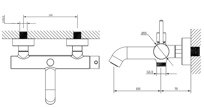 Смеситель для душа Omnires Y, наружный монтаж