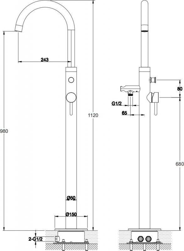 OMNIRES Y ОТДЕЛЬНОСТОЯЩИЙ СМЕСИТЕЛЬ ДЛЯ ВАННЫ, ЗОЛОТО
