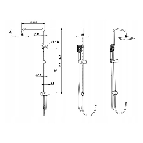 Душевая система Omnires Y с термостатом, черная