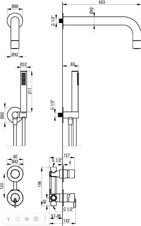 Душевая система  DEANTE SILIA скрытого монтажа нержавеющая сталь