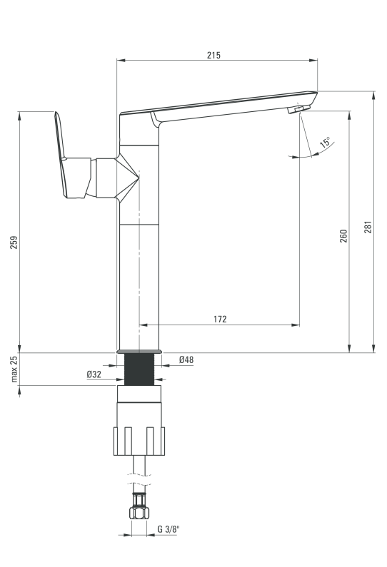  Смеситель Deante Arnika Titanium для раковины высокий, цвет графит