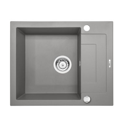 DEANTE RAPIDO серый металик - мойка 1 чаша с крылом, 590*490*180 мм + сифон SPACE SAVER