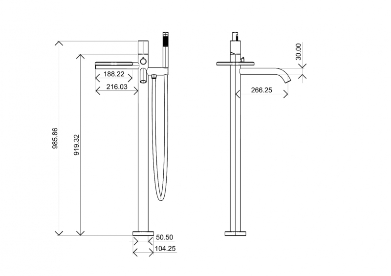 СМЕСИТЕЛЬ НАПОЛЬНЫЙ ДЛЯ ВАННЫ BOHEME STICK DIAMOND CHROME