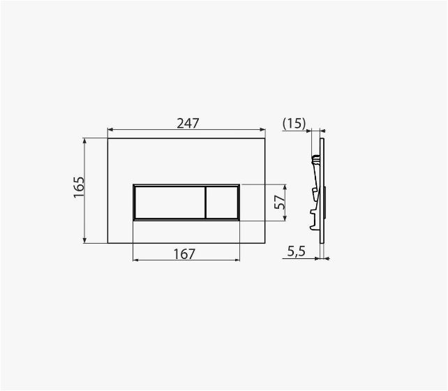 Кнопка смыва Alca Thin 25х17 (пластик) толщина 5 мм Gun Metal матовый