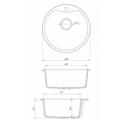 DEANTE FIESTA SOLIS графитовый металик - мойка 1 чаша, 480*480*180 мм + сифон SPACE SAVER