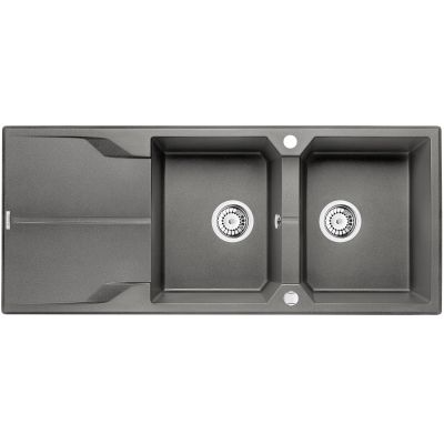 DEANTE ANDANTE антрацит - мойка 2 чаши с крылом, 1160*500*210 мм + сифон SPACE SAVER