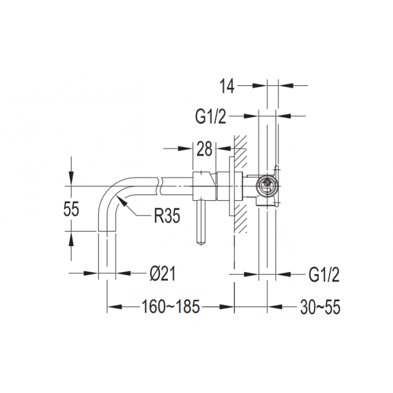 Cмеситель для умывальника Omnires Y скрытого монтажа, черный