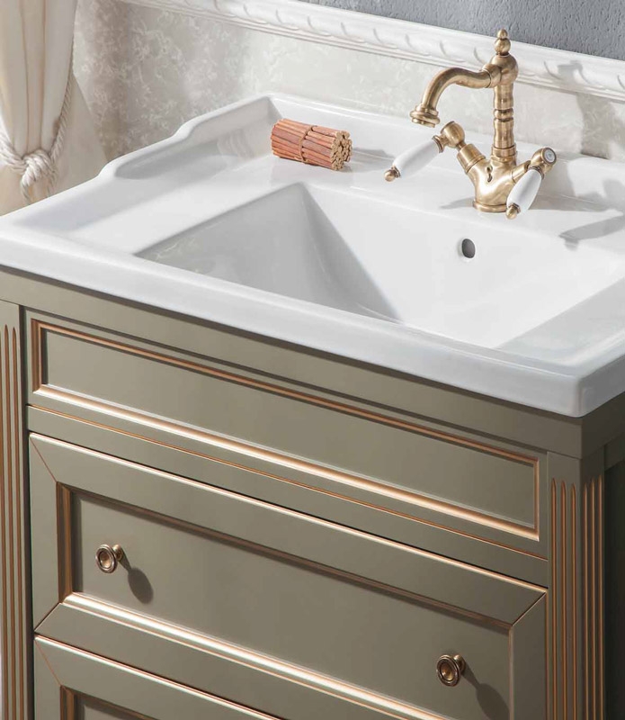 Тумба с умывальником ALBION 80 с 2-мя ящиками (массив бука)