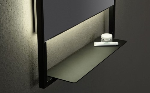 Зеркало прямоугольное 100*80 с полочкой антрацит  Vallessi