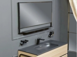 Зеркало прямоугольное 100*80 с полочкой антрацит  Vallessi