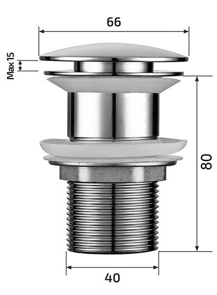 Донный клапан Roxen  без перелива, белый керамика