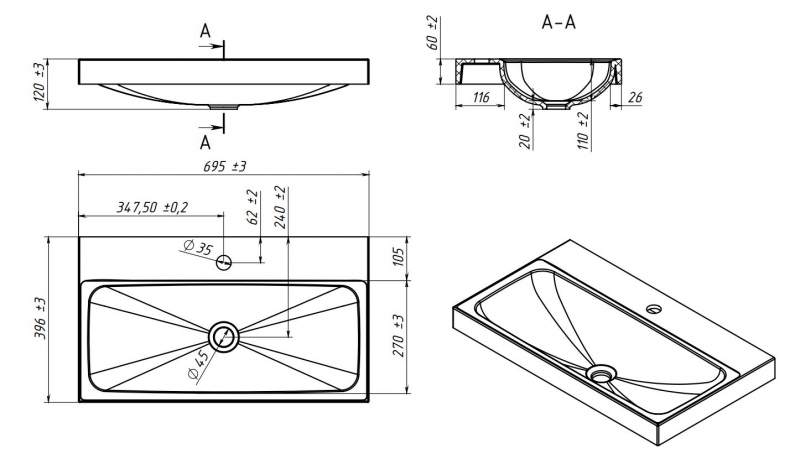 Тумба с умывальником Бостон белый глянцевый 
