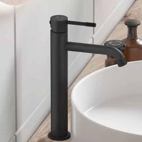 Смеситель высокий для умывальника Vieir V40-OMODEO черный матовый