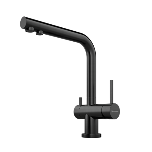 Смеситель OMOIKIRI Nagano-GM латунь/вороненая сталь, поворотный излив, с подключ. фильтр воды