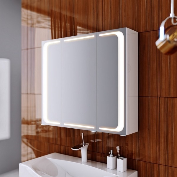"Милан "шкаф-зеркало со светильником, 100см цвет белый