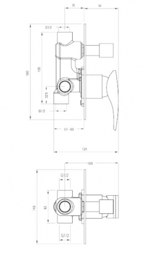 Смеситель для душа скрытого монтажа DEANTE MINIMAL, хром