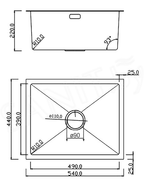Кухонная мойка Roxen Uno 54*44 под столешницу с ролл-матом и дозатором, золото брашированное 