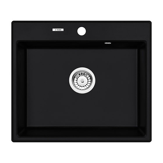 Deante Andante черный- мойка 1 чаша, 600х520х197 мм + сифон SPACE SAVER