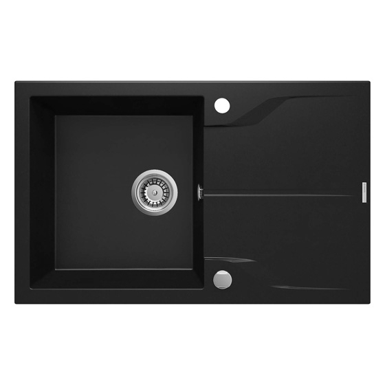 Deante Andante черный – мойка 1 чаша с крылом, 780*490*180 мм + сифон SPACE SAVER