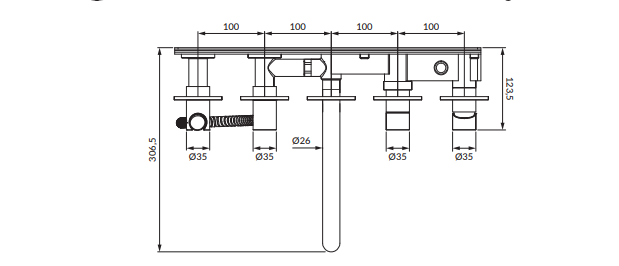 Omnires Y Смеситель для ванны скрытого монтажа на 5 отверстий, золото брашированное 